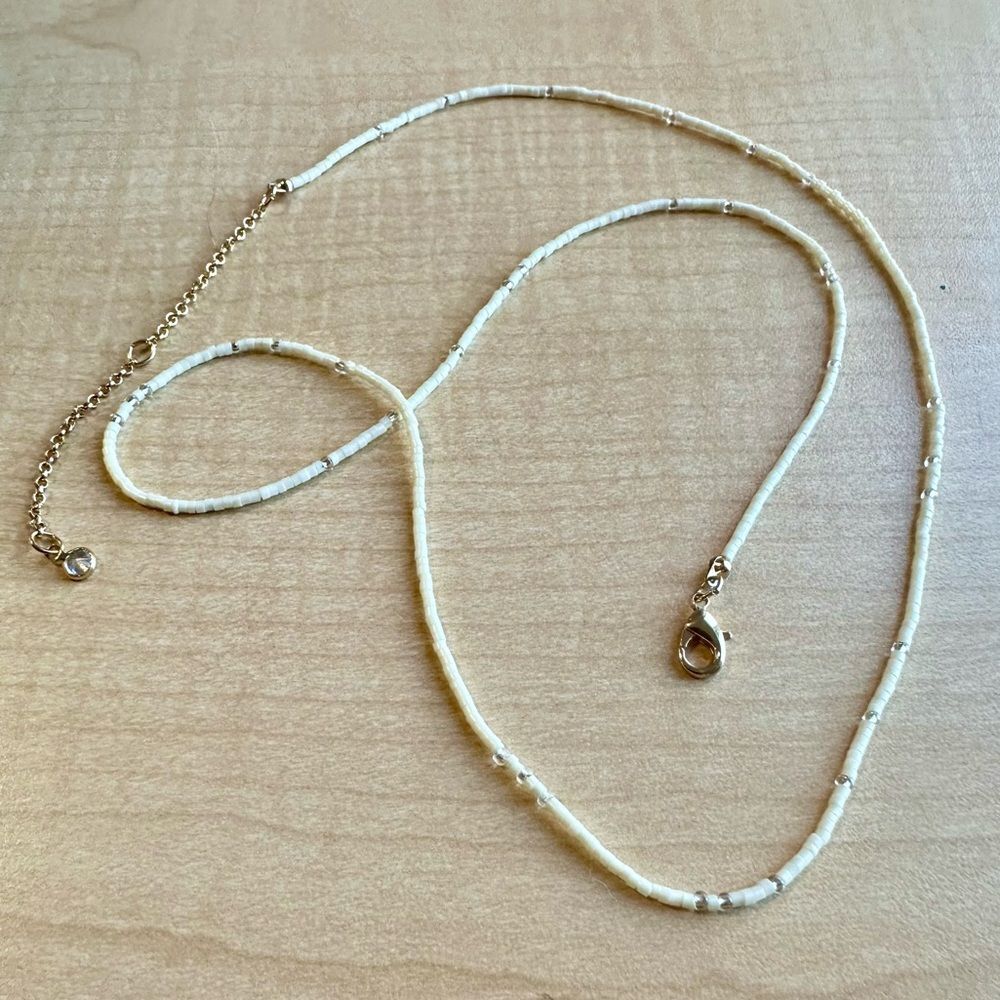 Beachy Cream Beaded Long Necklace